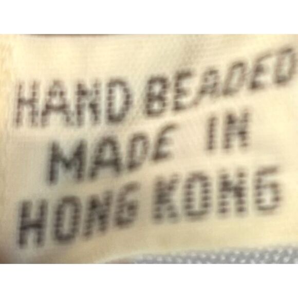 Vintage Hand Beaded Evening Bag Black Leaf Gold Hong Kong Handbag - Picture 10 of 12